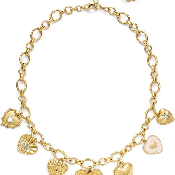 Heart Necklace, 18k Gold Plated Multiple Chunky Love Hearts Pendant Necklace for - Picture 1 of 7